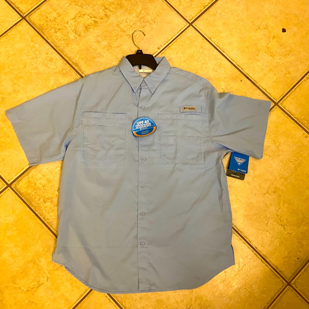 brand new (with tags!) mens columbia pfg upf button up shirt